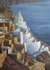 Santorin - 70 x 50 cm,  Öl
